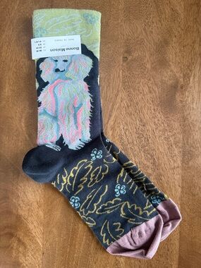 Bonne Maison French Poodle Dog Crew Socks in Pastel Colors